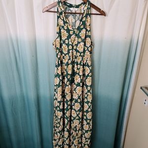 Lauren Conrad green floral maxi dress halter style